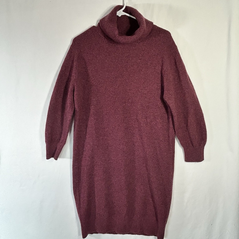 UNIQLO Premium Wool Turtleneck Sweater Dress Small Raspberry Grandma Core